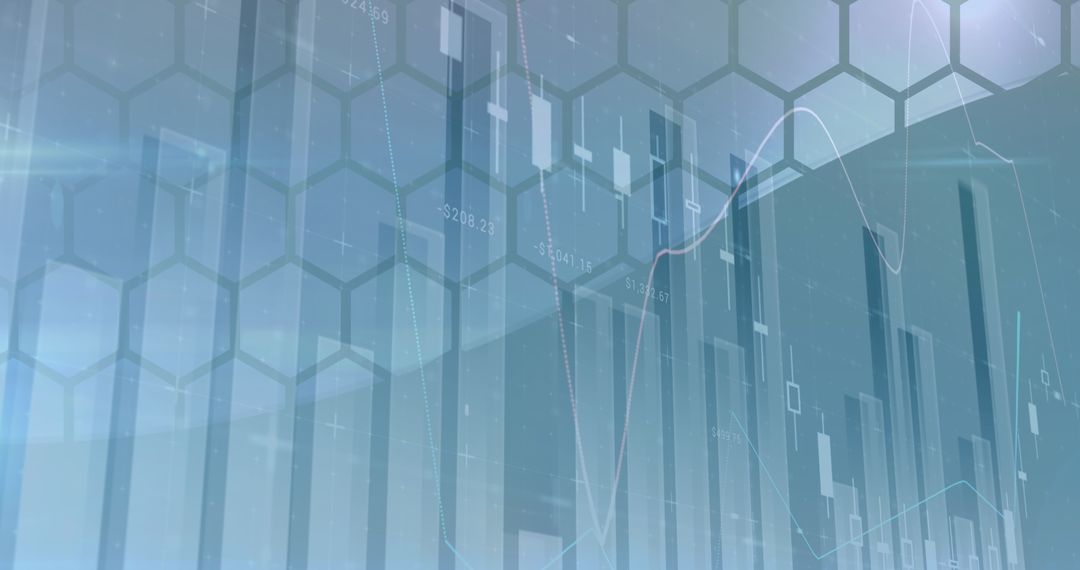 Digital Financial Data Display with Hexagon Elements