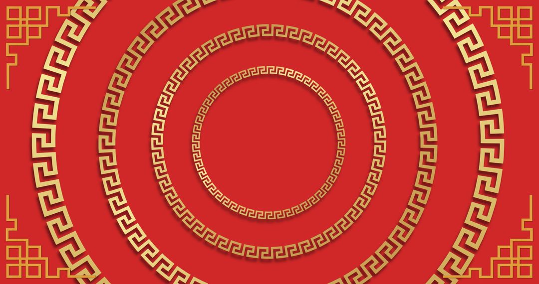 Chinese New Year Festive Circular Pattern on Red Background - Free Images, Stock Photos and Pictures on Pikwizard.com