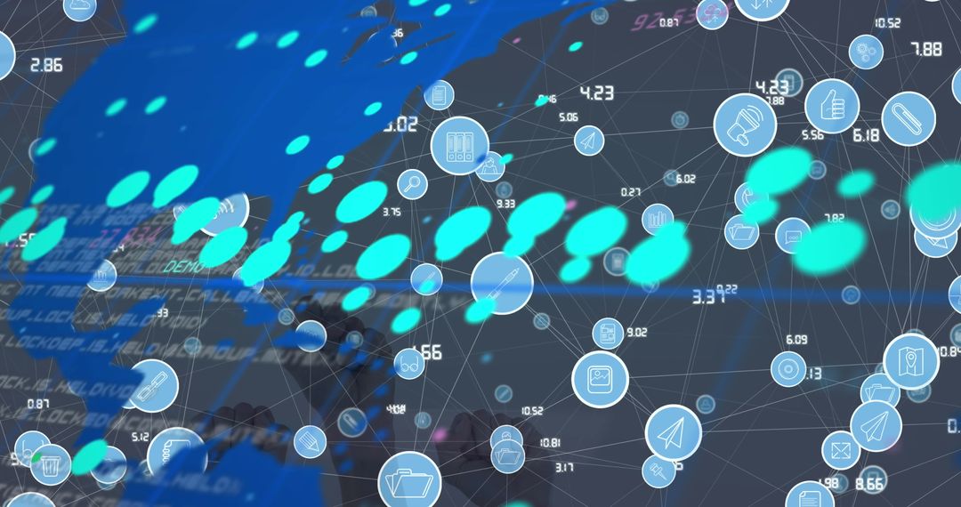 Global Network with Digital Data Connections and Interface Elements