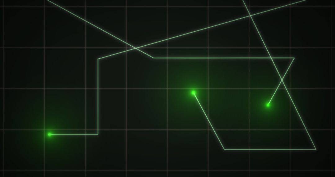 Dynamic Green Light Trails on Grid Interface Background