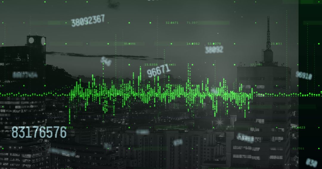 Financial Data Graph Superimposed Over City Skyline