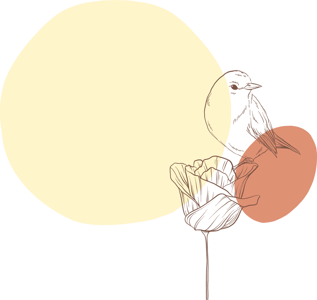 Charming Bird Perching on Abstract Flower with Transparent Background