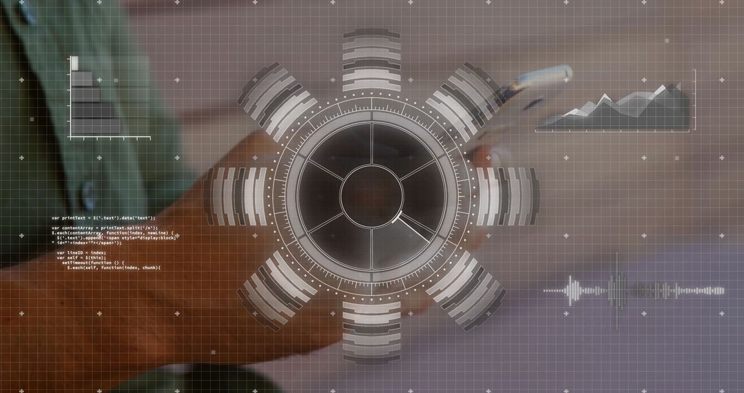Futuristic Hands Working with HUD Visuals