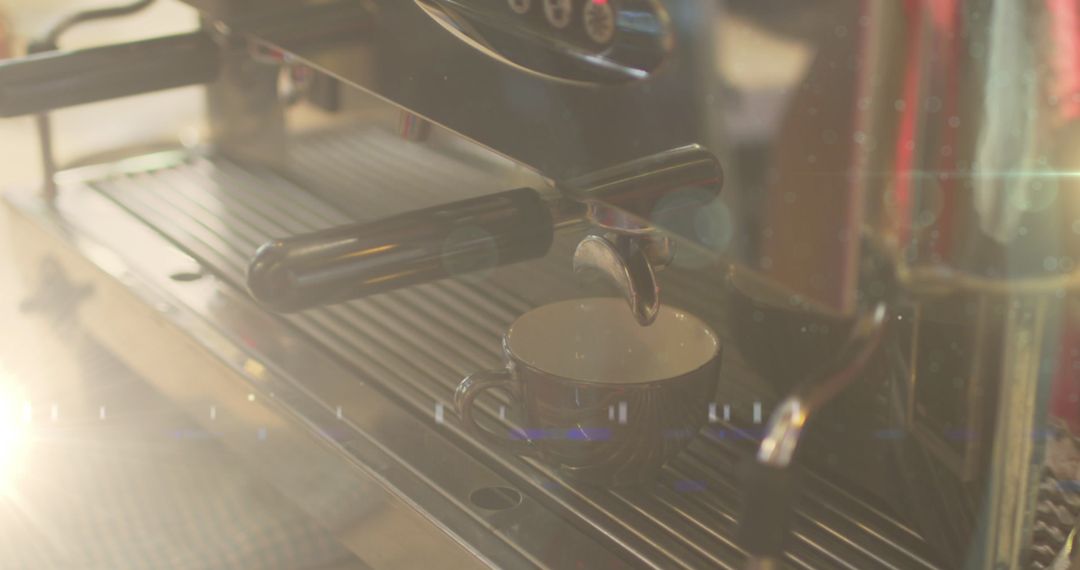 Close-Up of Espresso Machine Tamping Fresh Coffee
