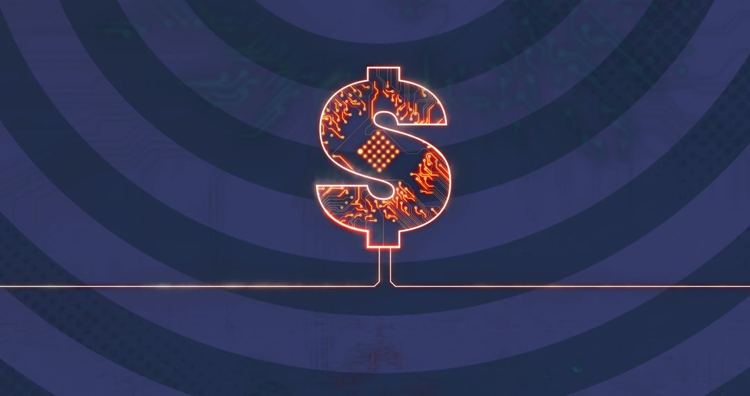 Digital Dollar Wireframe with Technological Background