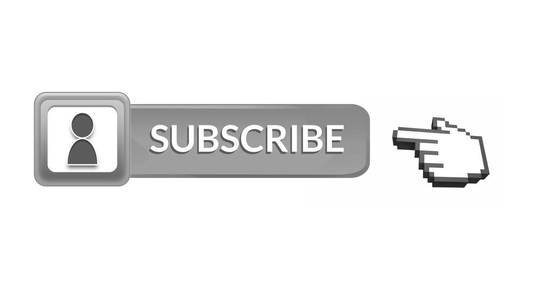 Subscribe Button with Pixel Hand Cursor Interaction Symbol