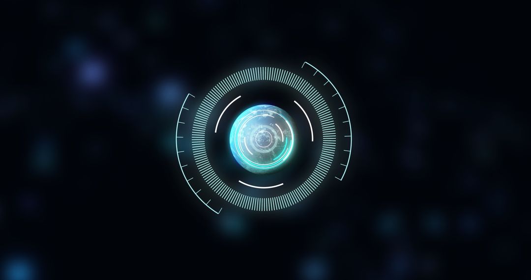 Futuristic Digital Interface with Globe and Data Processing