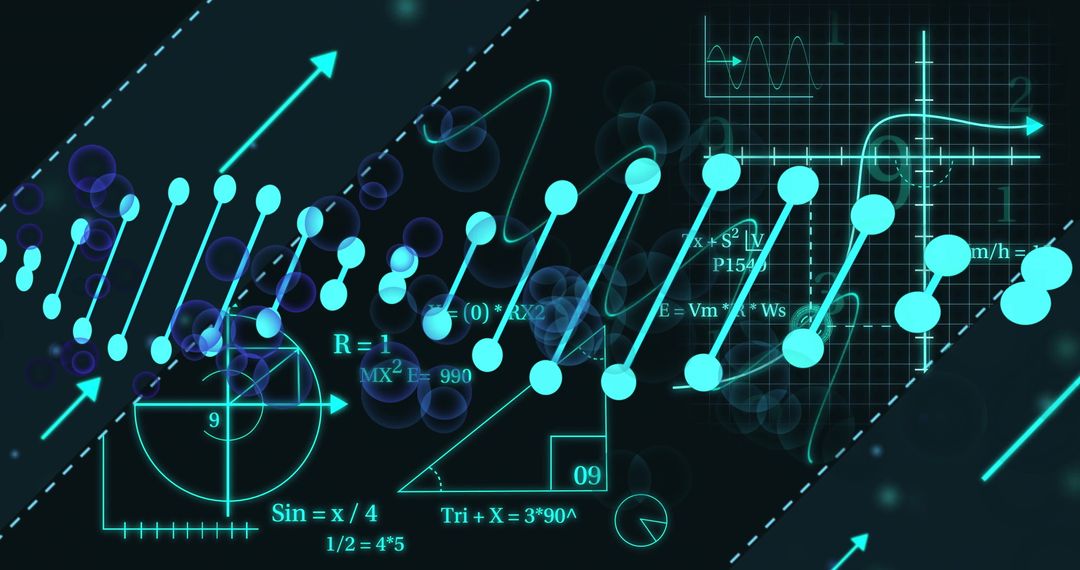 futuristic data visualization with mathematical formulas on grid background - Free Images, Stock Photos and Pictures on Pikwizard.com