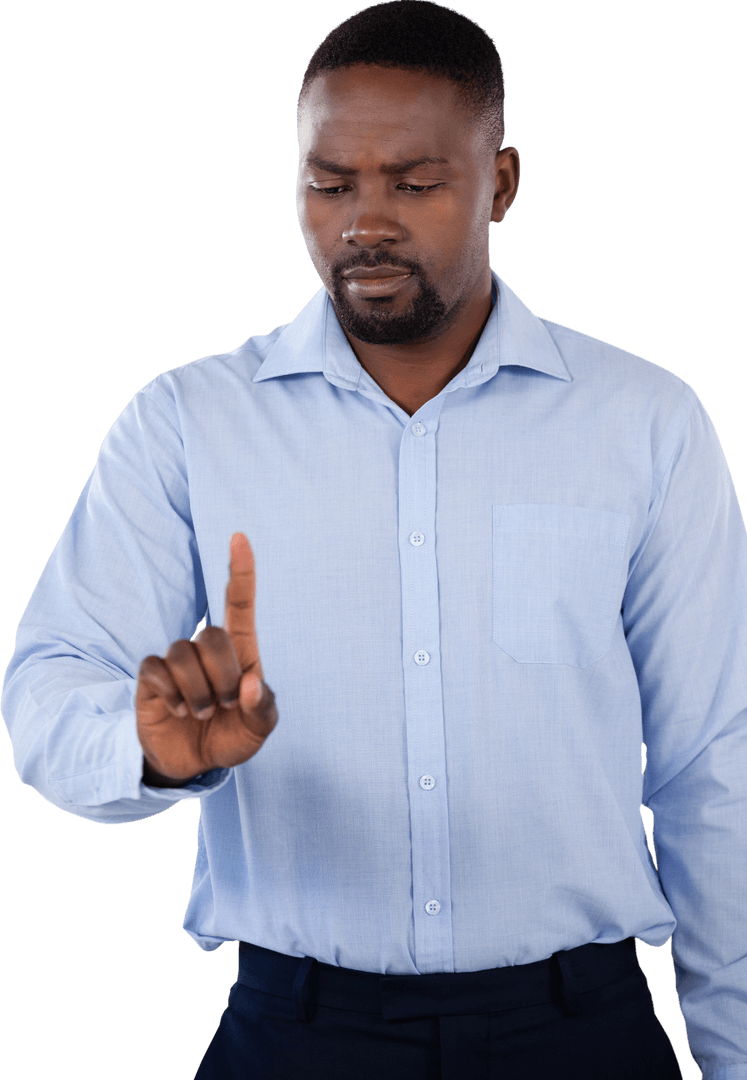Focused Businessman Pointing Transparent Background