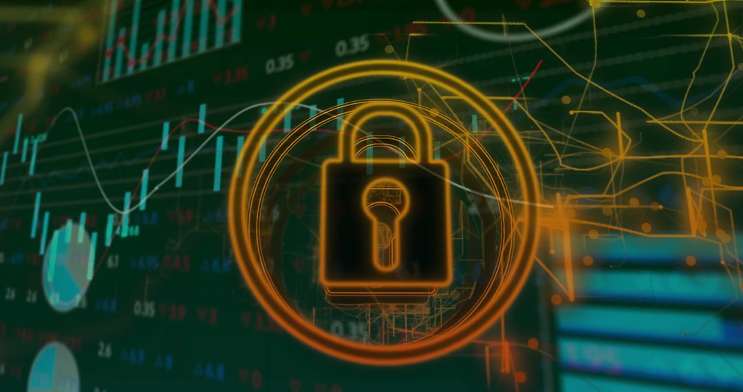Glowing Padlock on Trading Screen Symbolizing Digital Security
