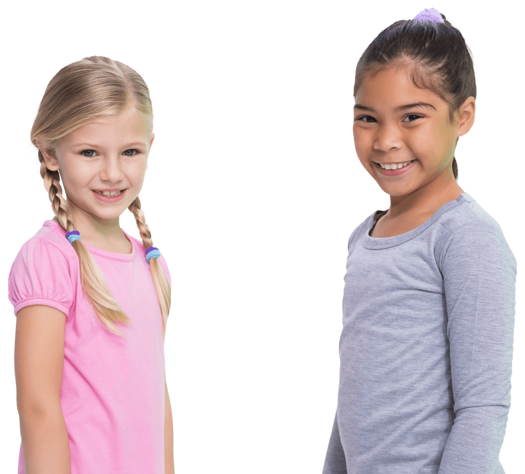 Happy Diverse Girls Smiling on Transparent Background