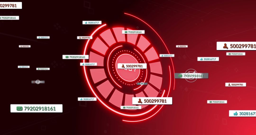 Digital Interface Displaying Social Media Metrics in Red Theme