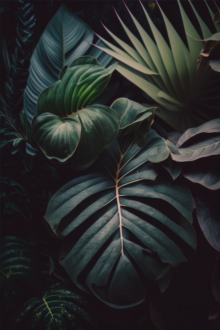 Lush Tropical Leaves in Moody Lighting - Free Images, Stock Photos and Pictures on Pikwizard.com