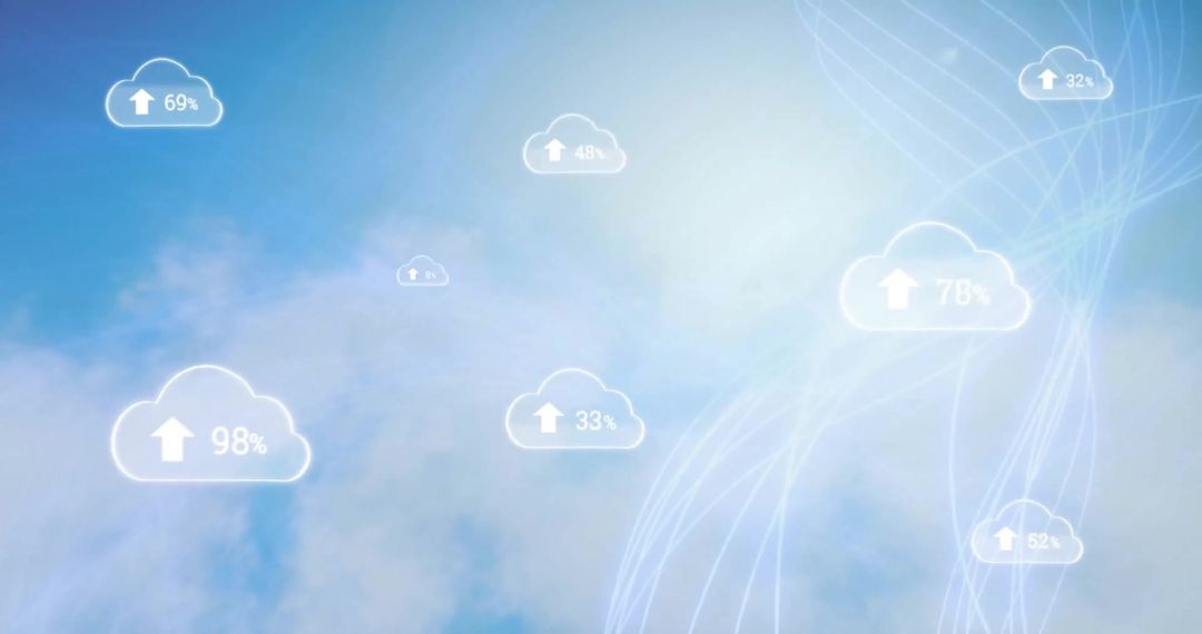 Digital Cloud Network Symbolizing Global Connectivity with Sky Background