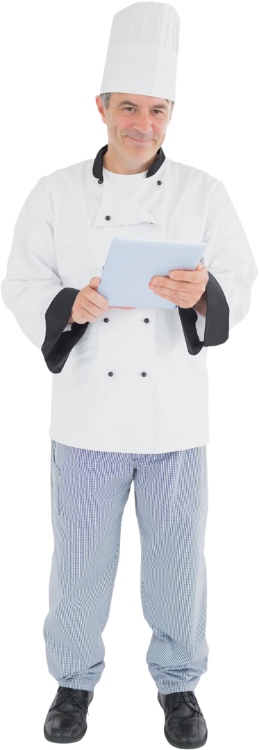 Transparent Chef Standing Holding Document with Focused Expression - Download Free Stock Images Pikwizard.com