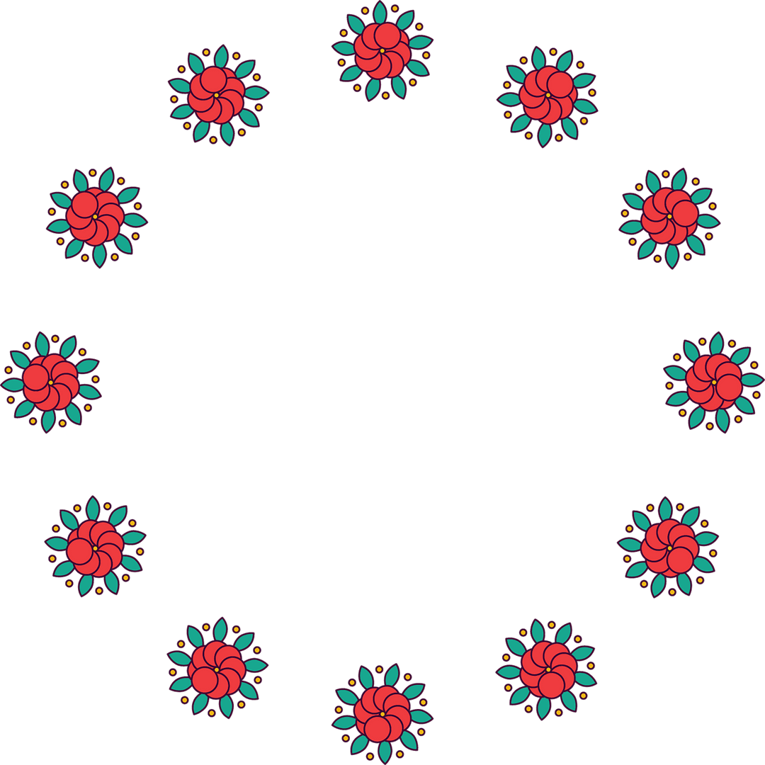 Floral Circle Design with Transparent Background