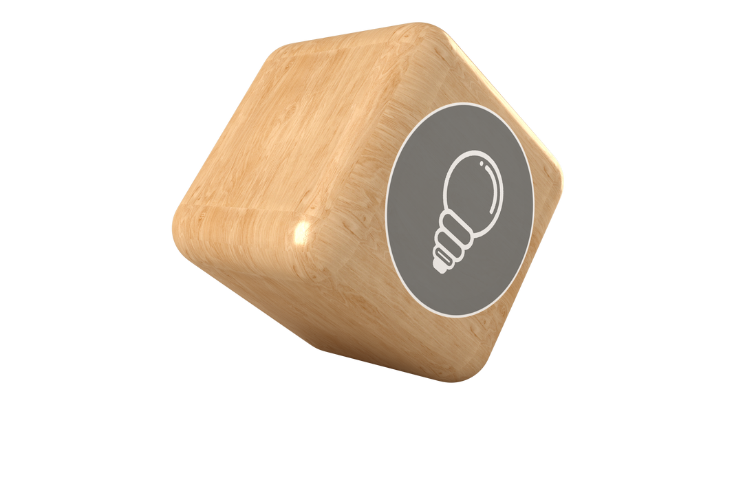 Wooden Block Cube with Light Bulb Icon Transparent Background Isolated - Download Free Stock Images Pikwizard.com