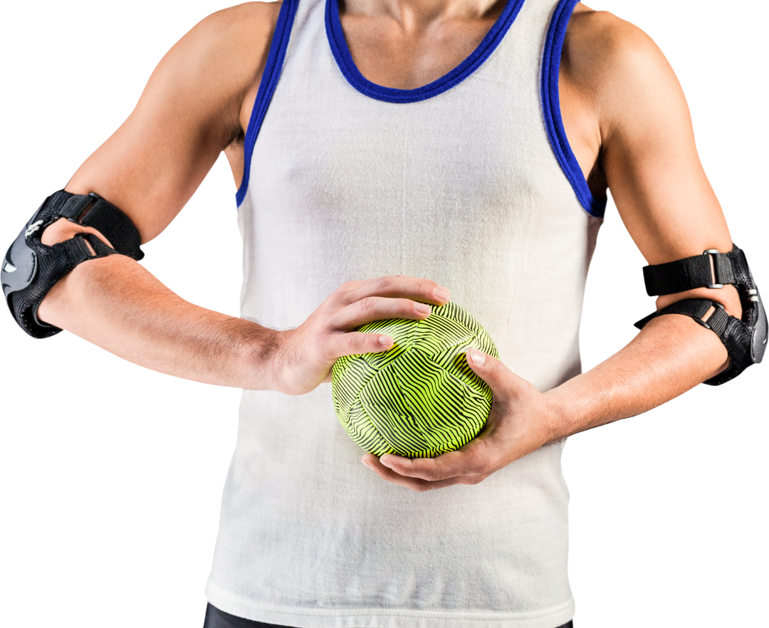 Athlete Holding Ball with Arm Braces Transparent Background - Download Free Stock Images Pikwizard.com