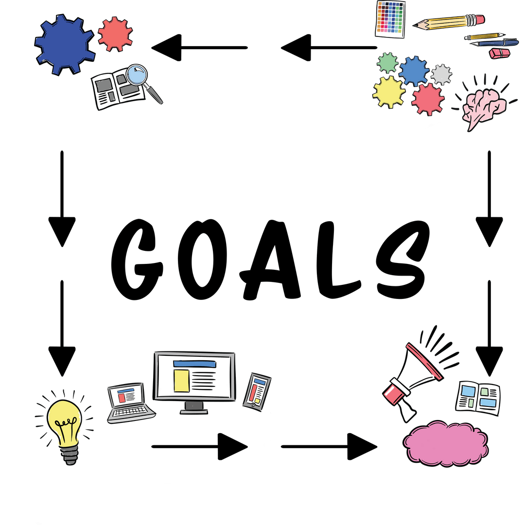 Creative Goals with Media and Icons on Transparent Background