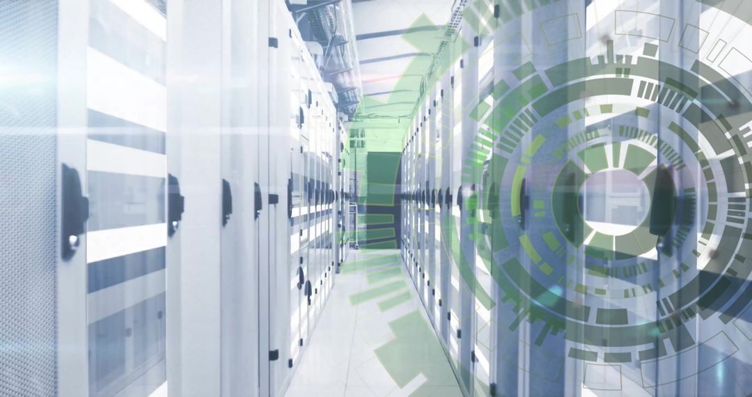 Digital visualization of data processing in modern server room