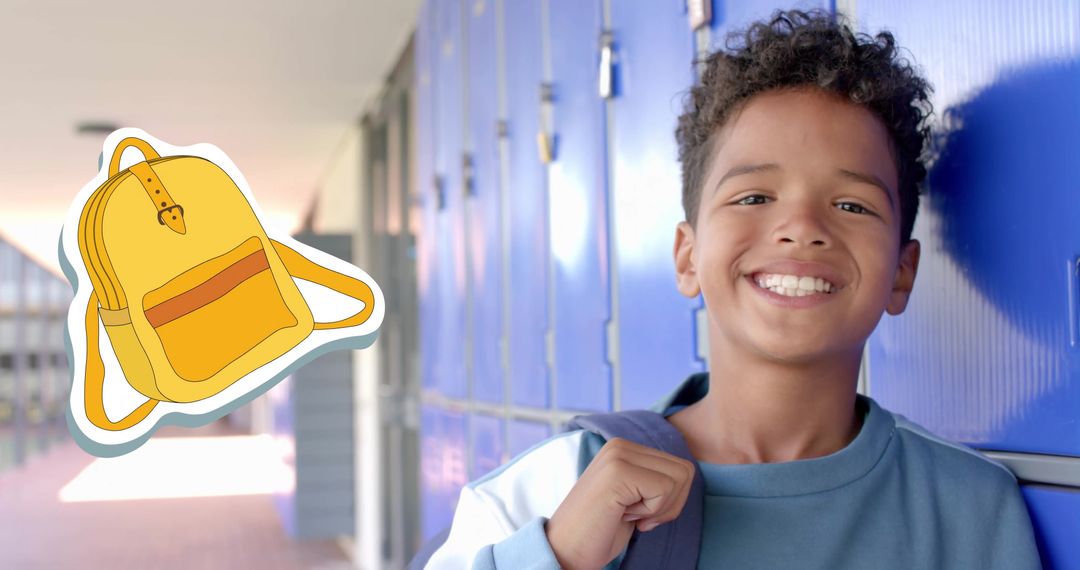 Cheerful Student Smiling in School Corridor