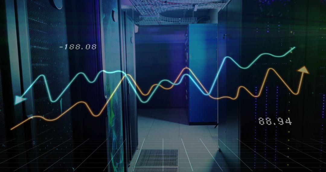 Digital Stock Market Data Visualization in Server Room