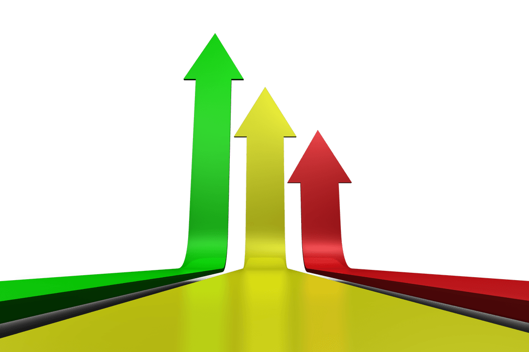 Colorful Arrows Rising on Transparent Background