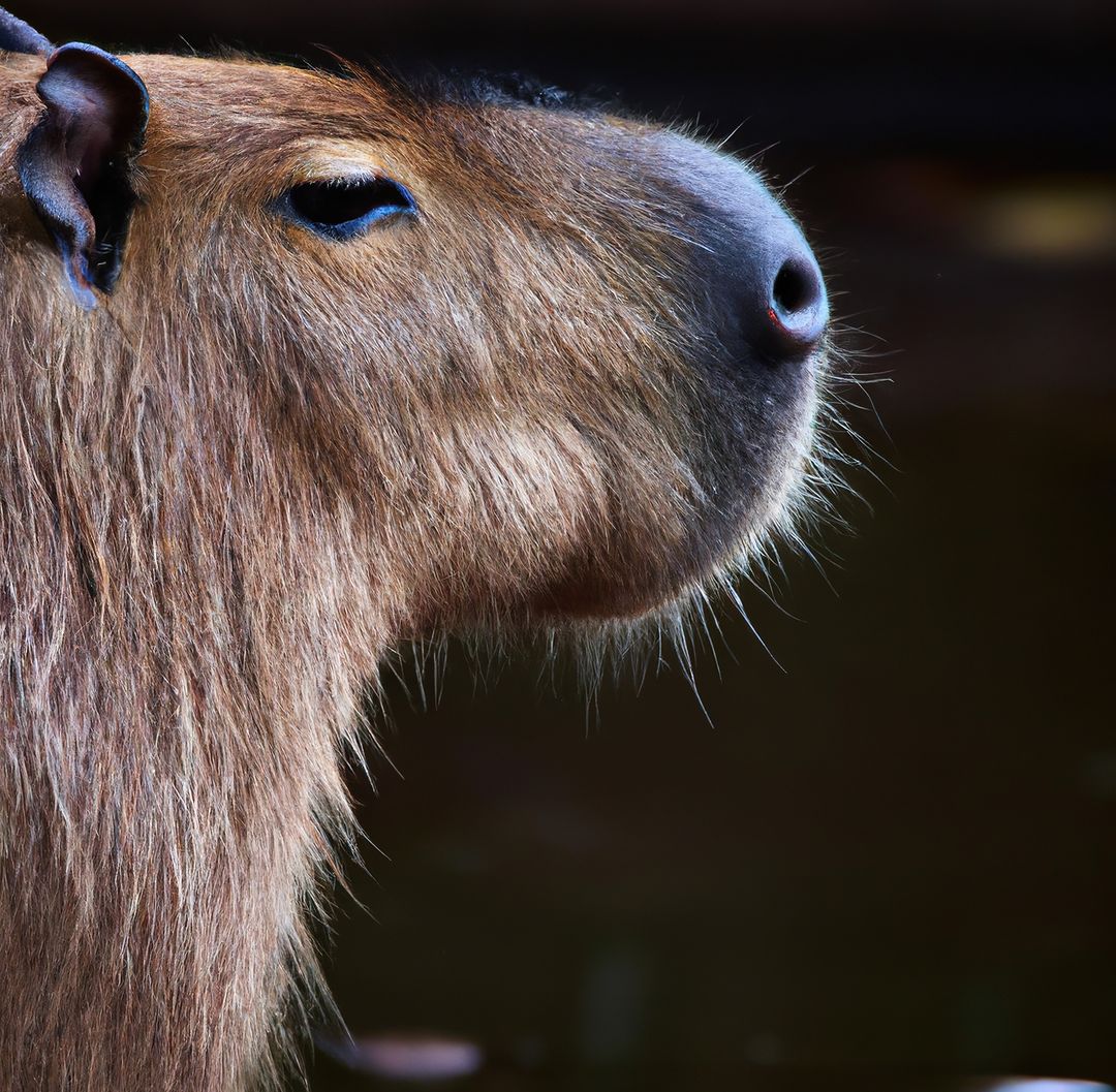 Close up of capybara over black background created using generative ai technology - Free Images, Stock Photos and Pictures on Pikwizard.com