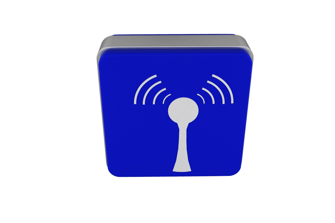 Blue Icon Featuring White Wifi Signal on Transparent Background