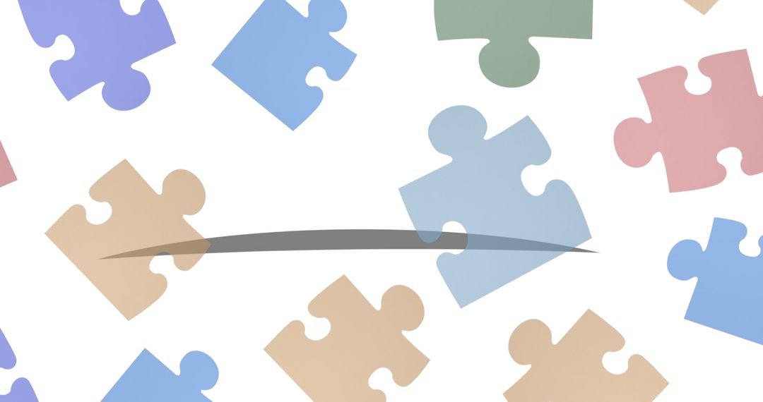 Pastel Puzzle Pieces Floating Over White Background