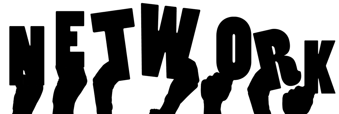 Hands with Network Text on Transparent Background