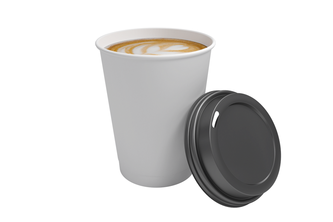 Transparent coffee cup with latte and lid isolated on white background - Download Free Stock Images Pikwizard.com