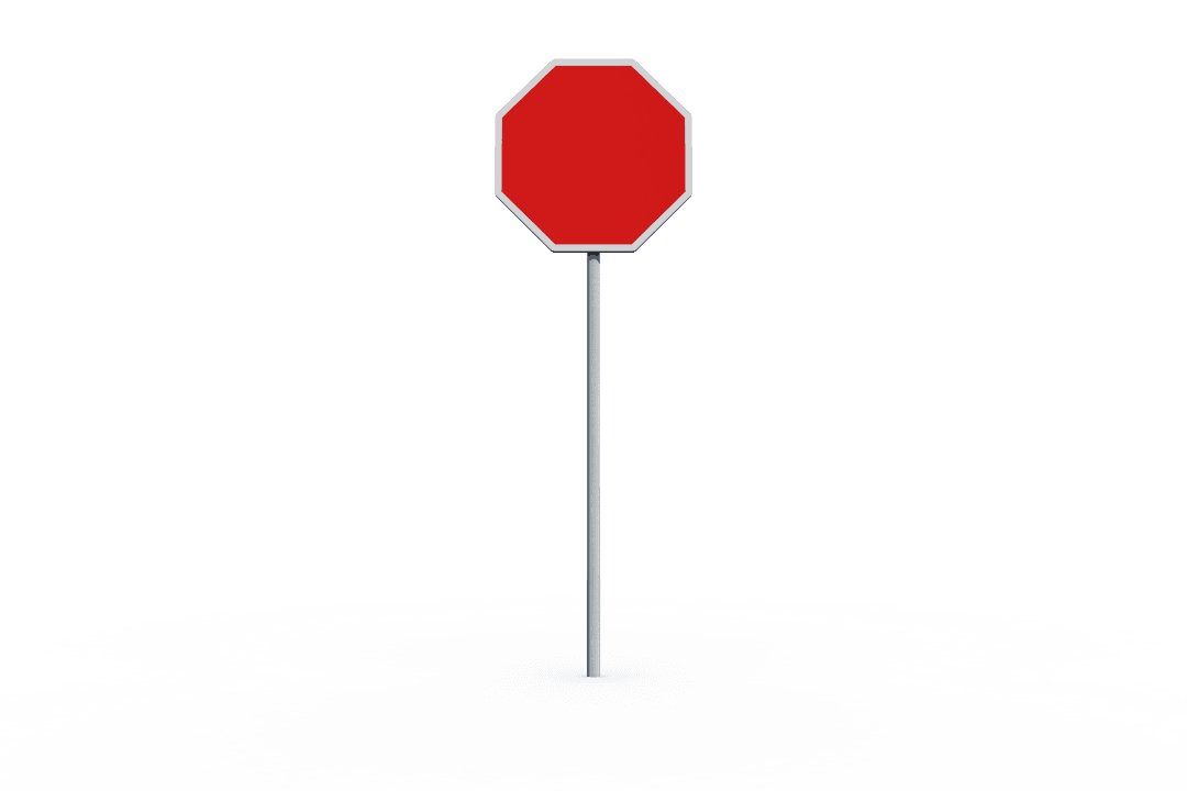 Red Stop Sign with Copy Space on Transparent Background