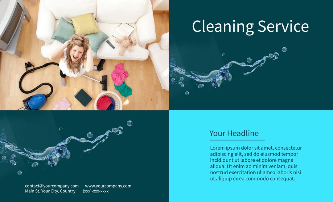 Professional Cleaning Service Advertisement with Relaxed Living Environment