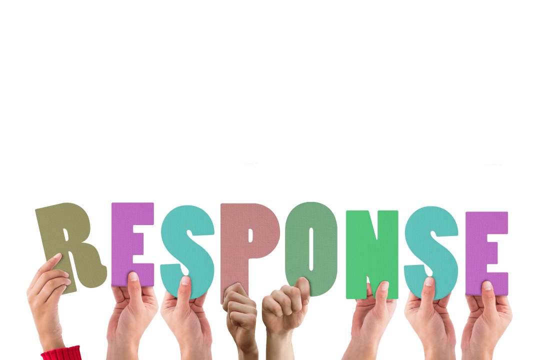 Transparent Hands Holding Colorful Letters Spelling RESPONSE - Download Free Stock Images Pikwizard.com