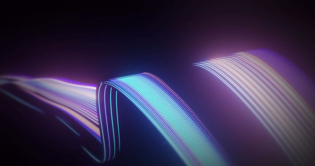 Glowing Neon Light Trails on Dark Background