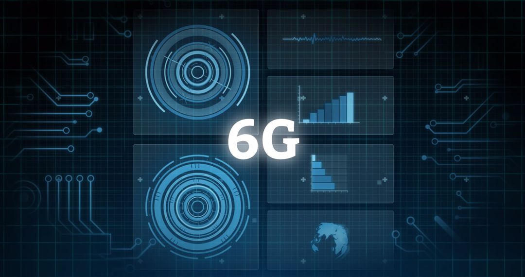 Futuristic 6G Technology Concept with Data Visualization Interface
