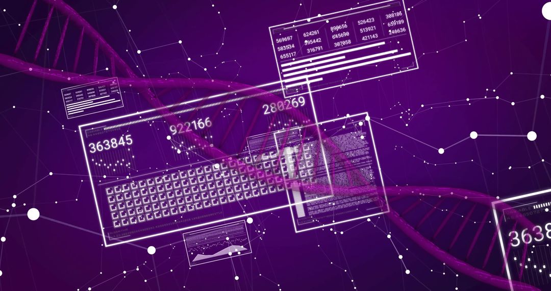 DNA Strand Overlaid with Digital Data Insights
