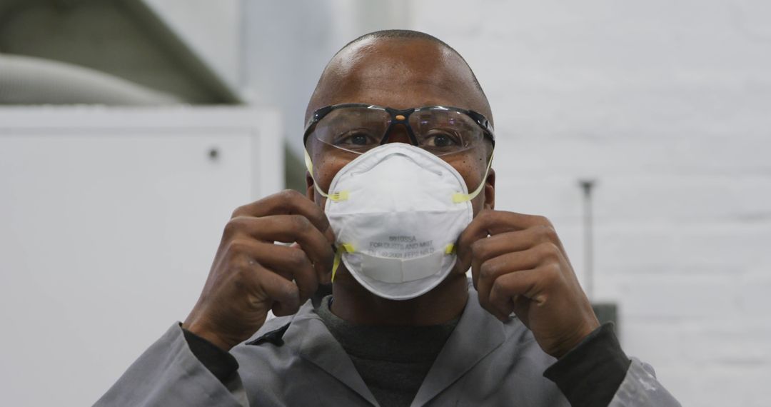 Industrial Worker Wearing Protective Mask and Safety Glasses - Free Images, Stock Photos and Pictures on Pikwizard.com