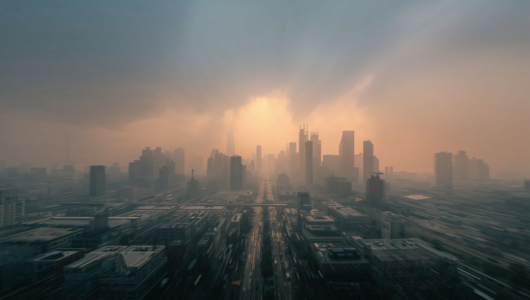 Sunlit Urban Skyline with Futuristic Skyscrapers