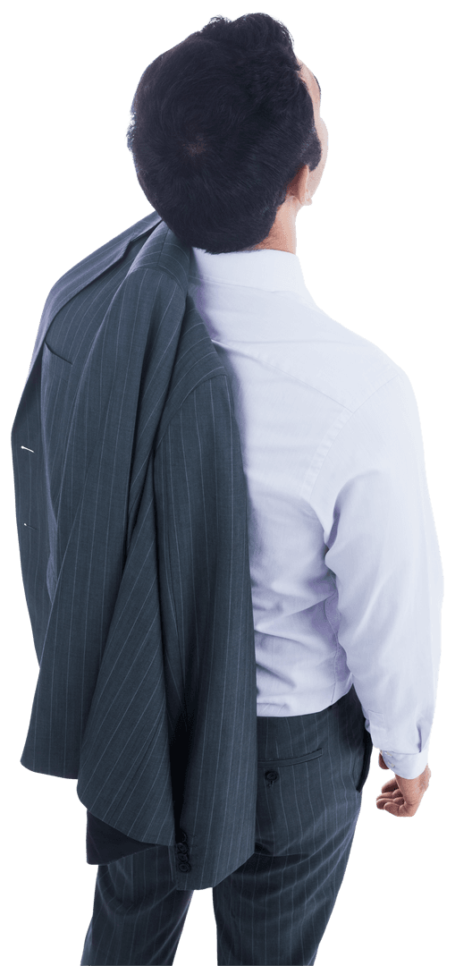 Transparent Back View of Professional Businessman in Formal Suit