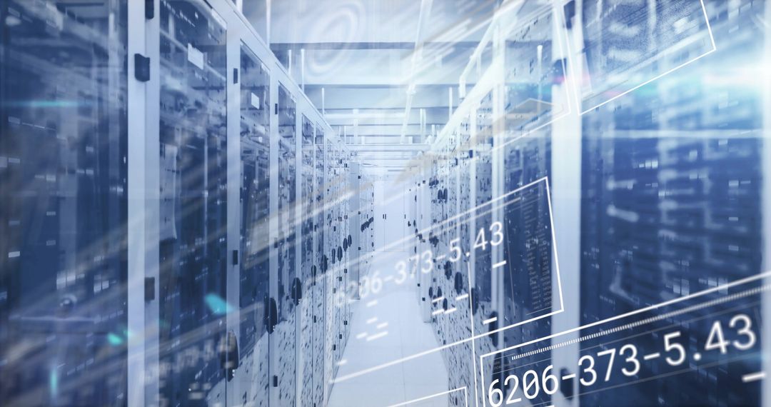 Futuristic Data Center with Digital Overlays and Networking Grid