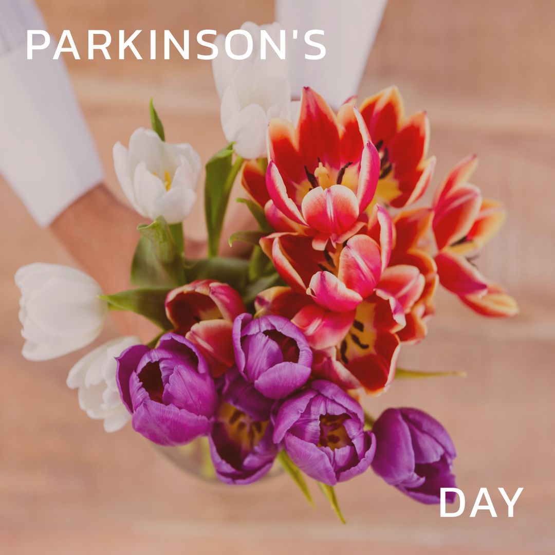 Parkinson's Disease Awareness with Multicolored Tulips Bouquet - Download Free Stock Templates Pikwizard.com