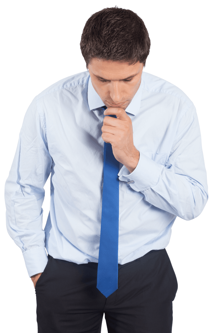 Transparent Professional Man Thinking with Hand on Chin