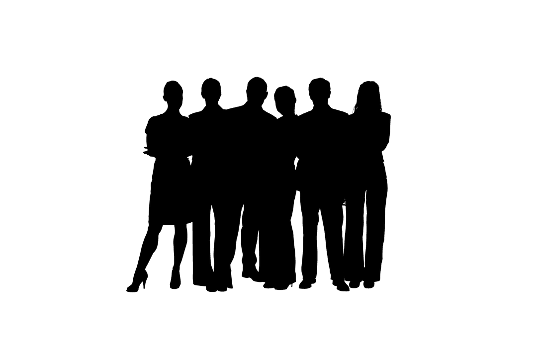 Silhouette of Diverse Businesspeople Standing on Transparent Background