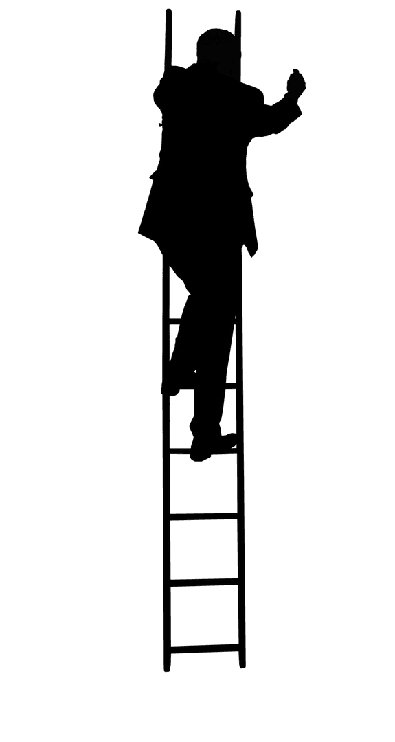Businessman Silhouette Climbing Ladder Transparent Background
