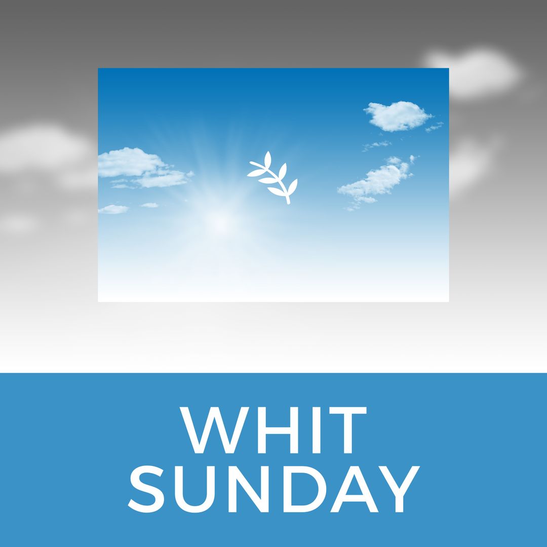 Whit Sunday Celebration with Cloudy Sky and Cross Symbol