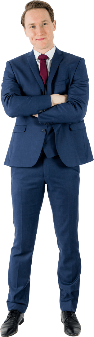 Transparent Confident Businessman with Arms Crossed in Suit