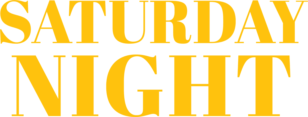 Yellow Saturday Night Text Design on Transparent Background