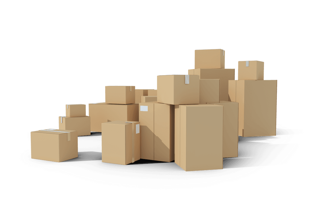 Assorted Carton Boxes on Transparent Background for E-commerce Use